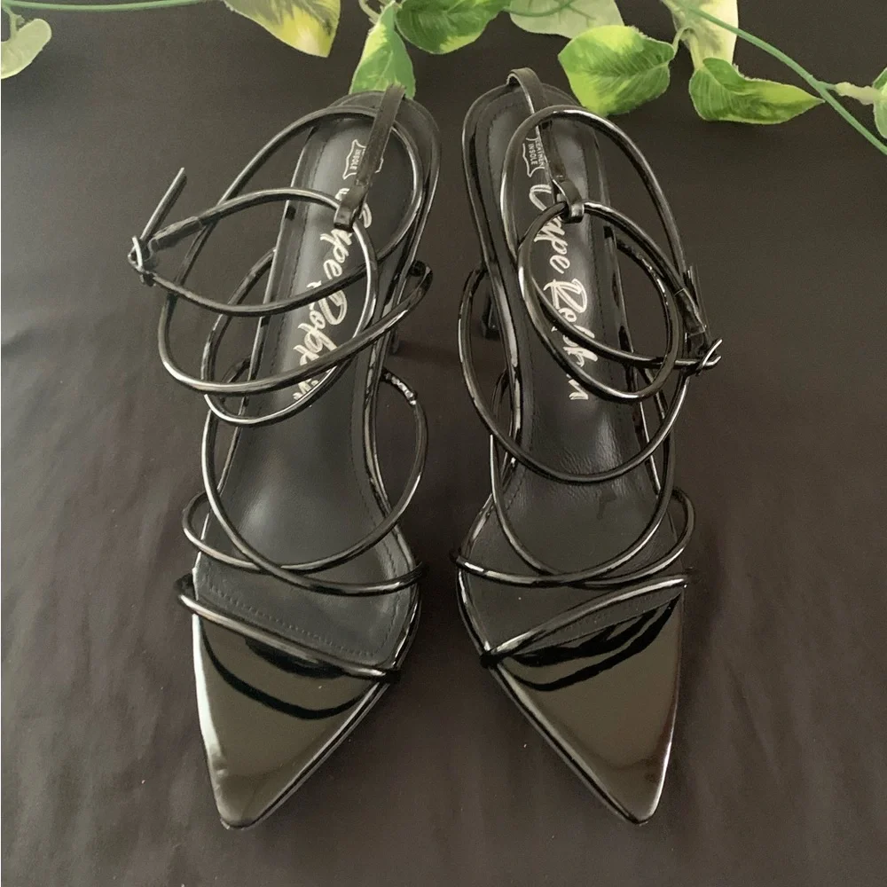 Strappy point toe heels